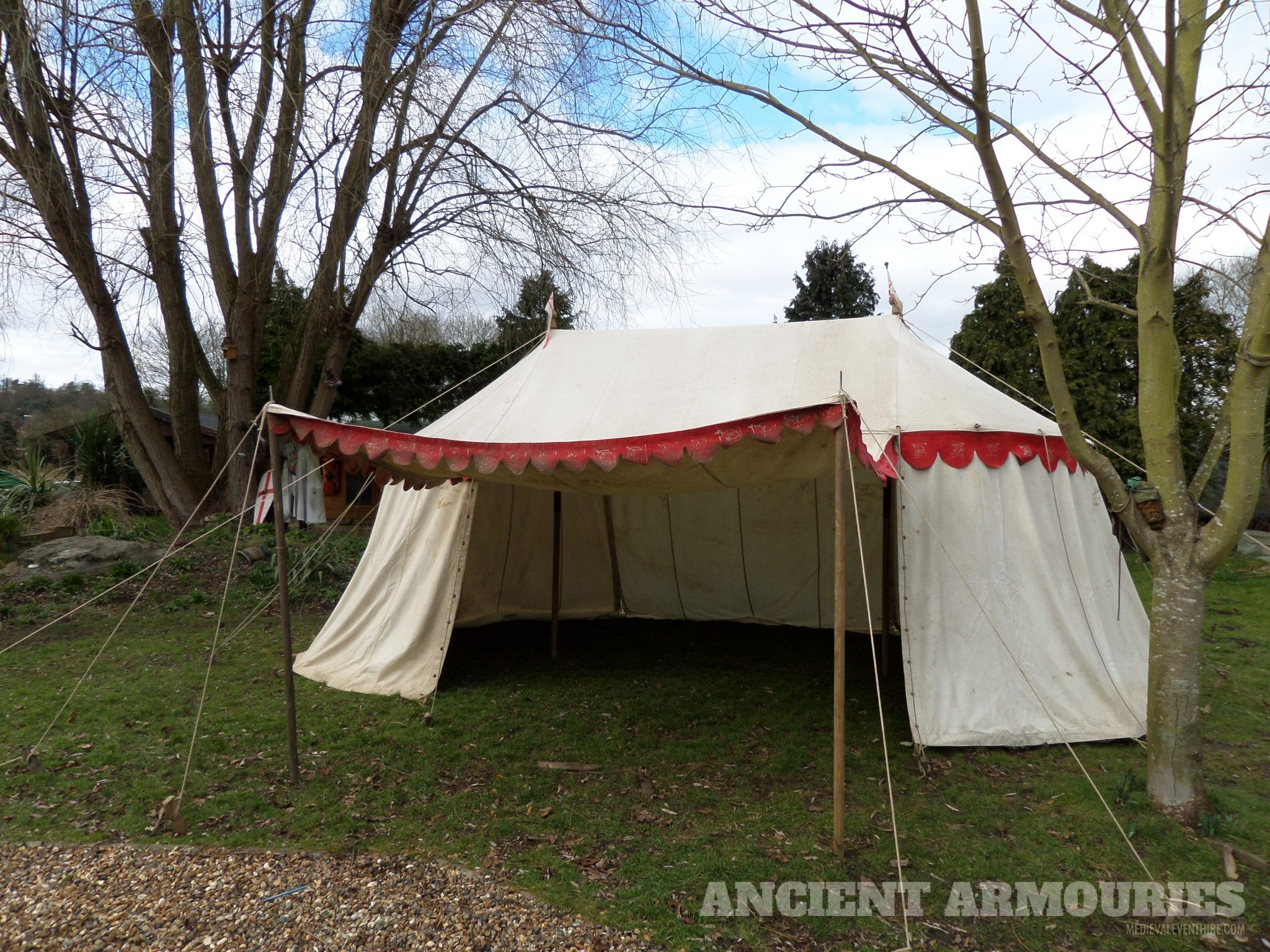 White medieval tent with Red Trim (Craig1)  - Burgundian Tents -  Ancient Armouries
