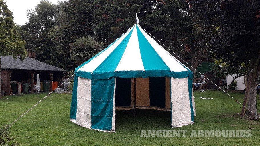(Dolly x 2 ) Green / Cream 18ft  - Large Pavilion Tents -  Ancient Armouries