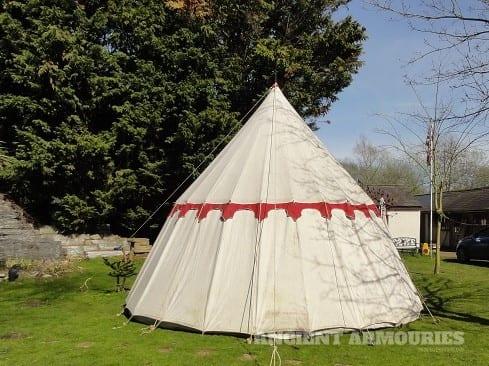 (Warwick x 3) Large White and Red Trim x 3  - Large Pavilion Tents -  Ancient Armouries