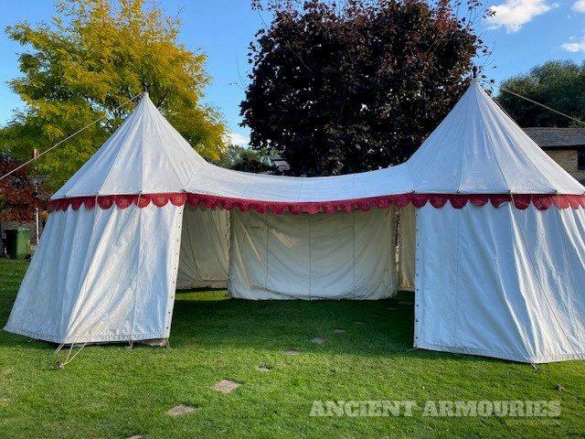 Double Pavilion with Red Trim  - Grand Pavilion Tents -  Ancient Armouries