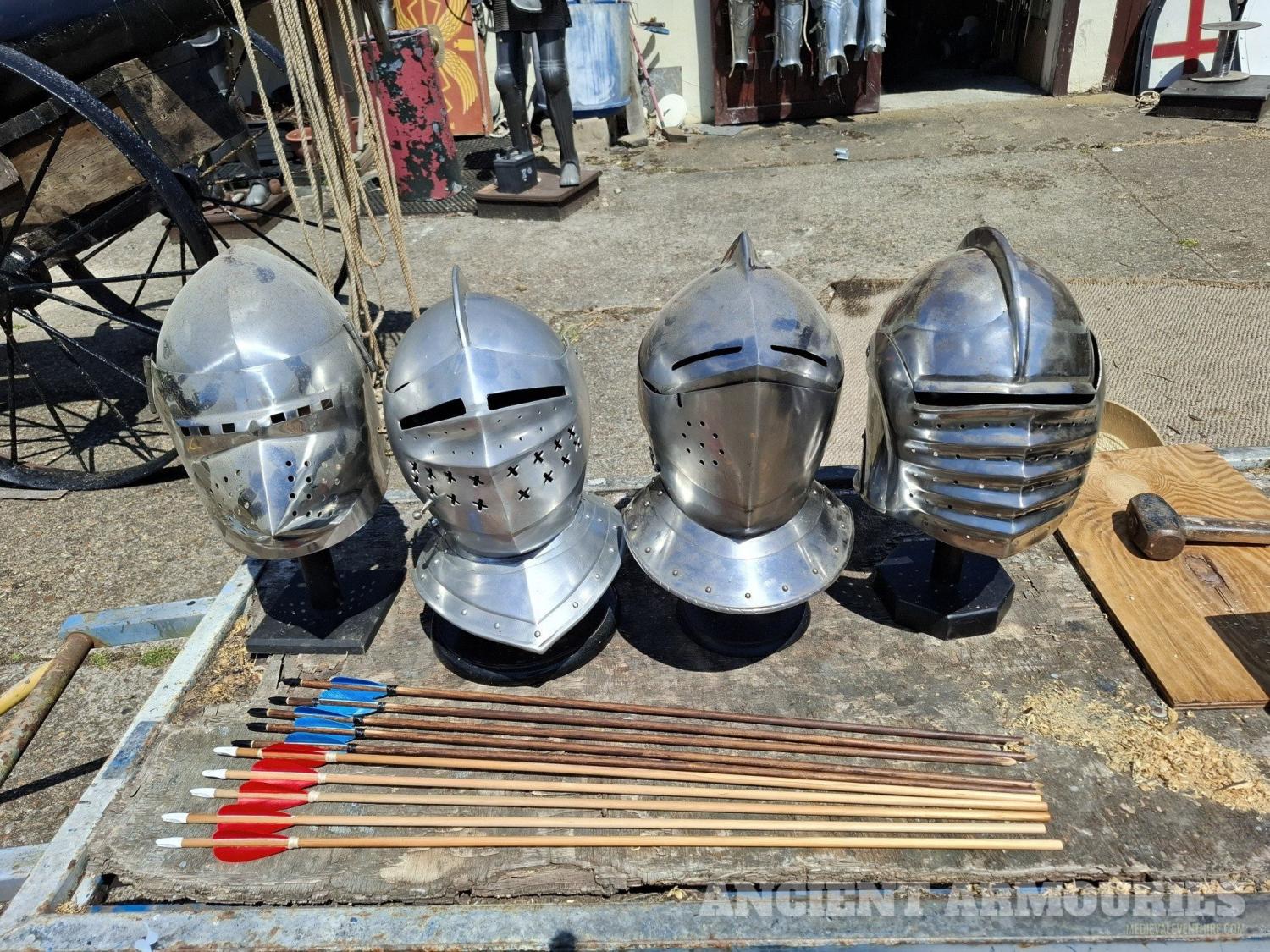 Helmets - Ancient Armouries -  MEDIEVAL EVENT HIRE FOR FILM & TV