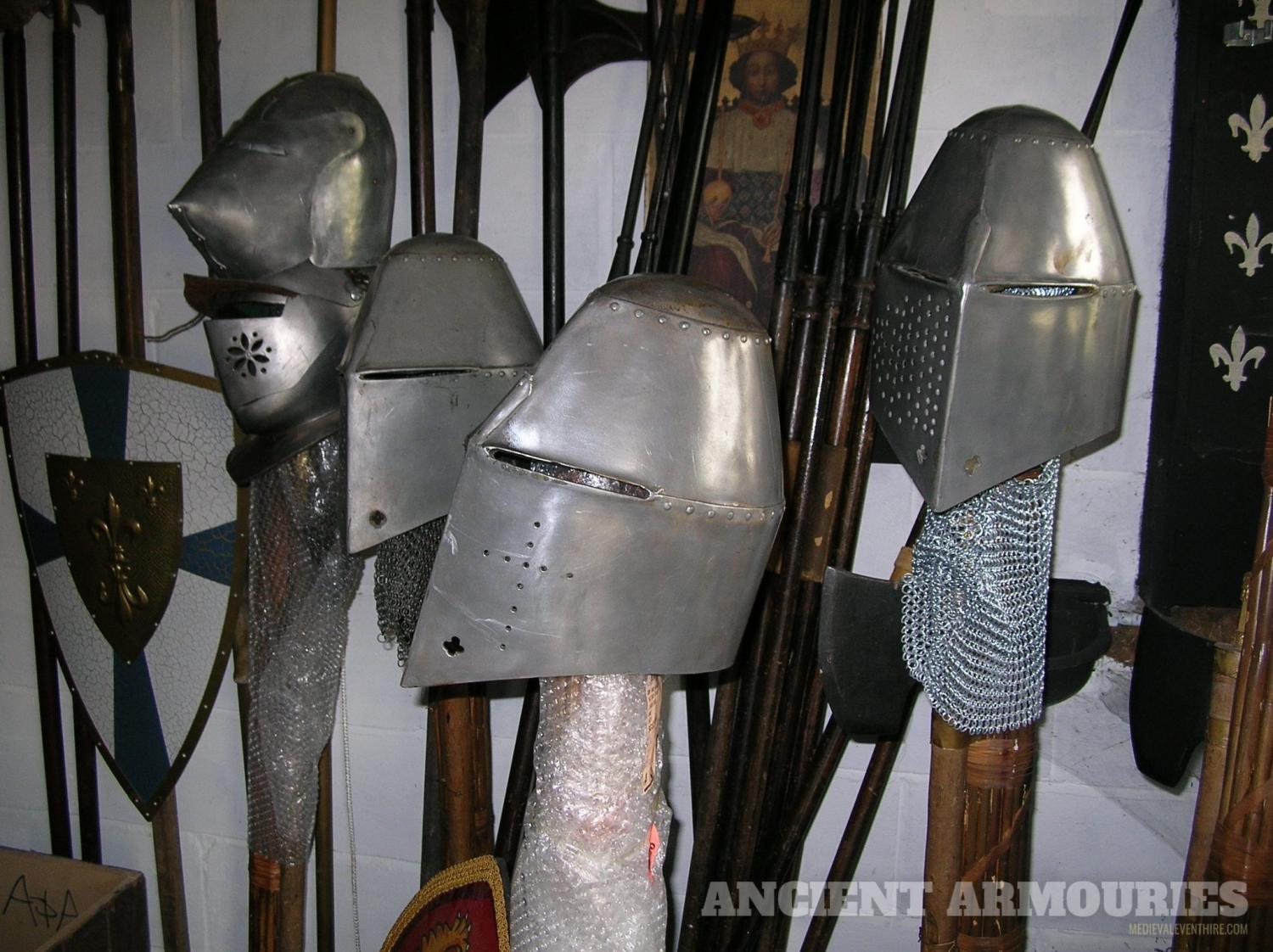 Helmets - Ancient Armouries -  MEDIEVAL EVENT HIRE FOR FILM & TV