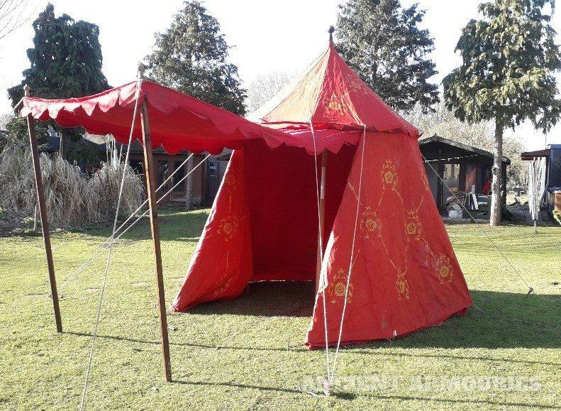 (Pats1) Red and Gold with Awning  - Small Pavilion Tents -  Ancient Armouries